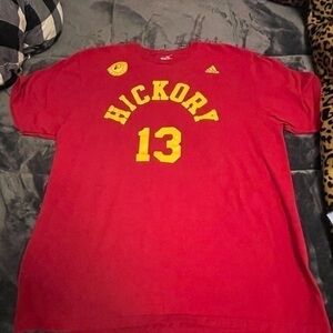 Indiana Pacers Hickory George Large Adidas Red Adult Short Sleeve T Shirt